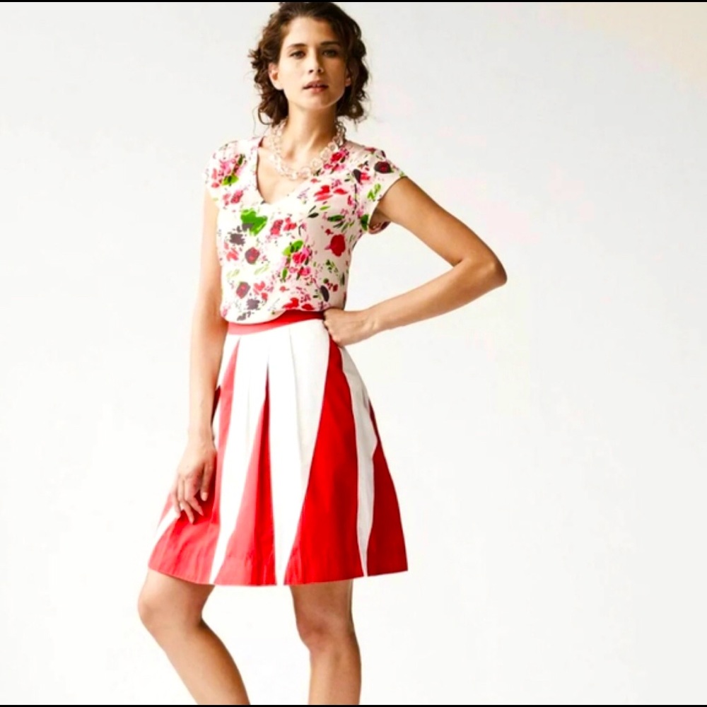 NWT Anthropologie Floreat red and white skirt - retro vintage pinup style